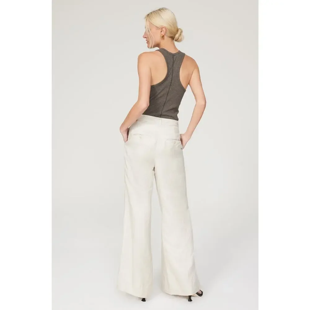 Anine Bing Women's Off-White Wide-Leg Front Zipper Lyra Trousers Pants Size 34